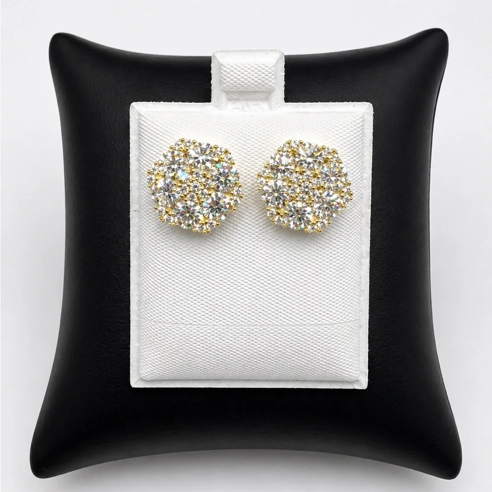 925 Sterling Silver 4.00CT MOISSANITE Flower stud Screw Back Earrings